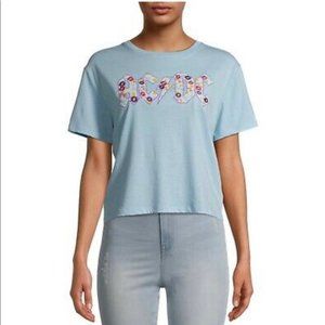 AC/DC Floral Cropped Band Tee